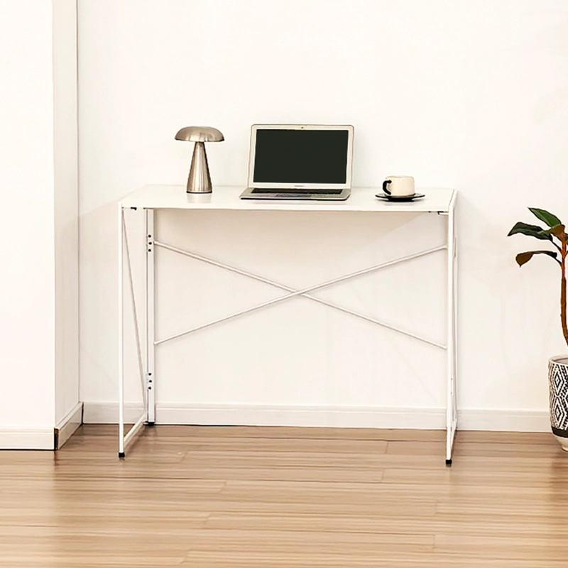 MESA ESCRITORIO PLEGABLE DE METAL Y MADERA BLANCO 100X50X75 CM - 5