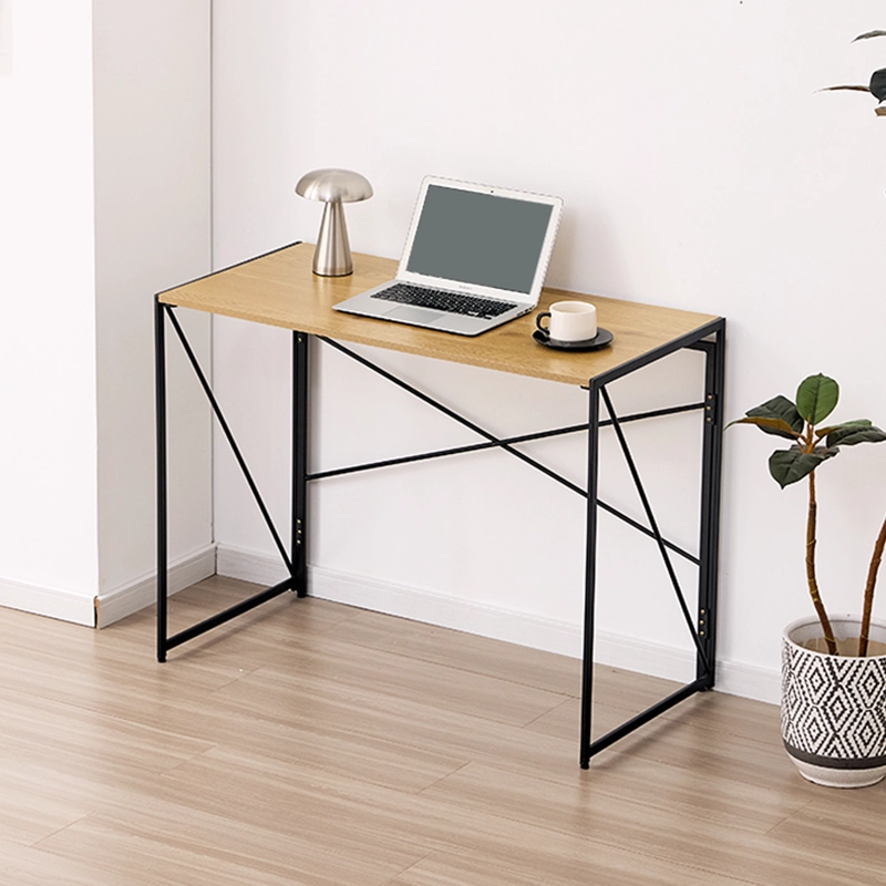MESA ESCRITORIO PLEGABLE DE METAL Y MADERA ROBLE CLARO 100X50X75 CM - 2