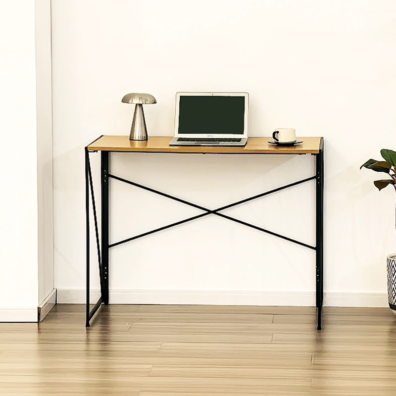 MESA ESCRITORIO PLEGABLE DE METAL Y MADERA ROBLE CLARO 100X50X75 CM - 4