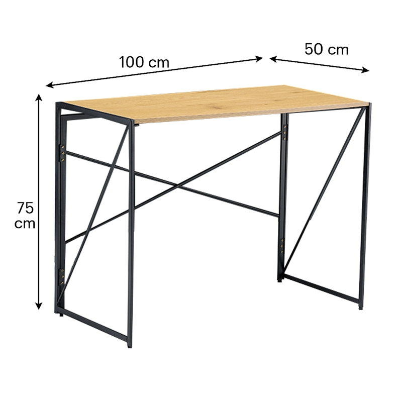 MESA ESCRITORIO PLEGABLE DE METAL Y MADERA ROBLE CLARO 100X50X75 CM - 5