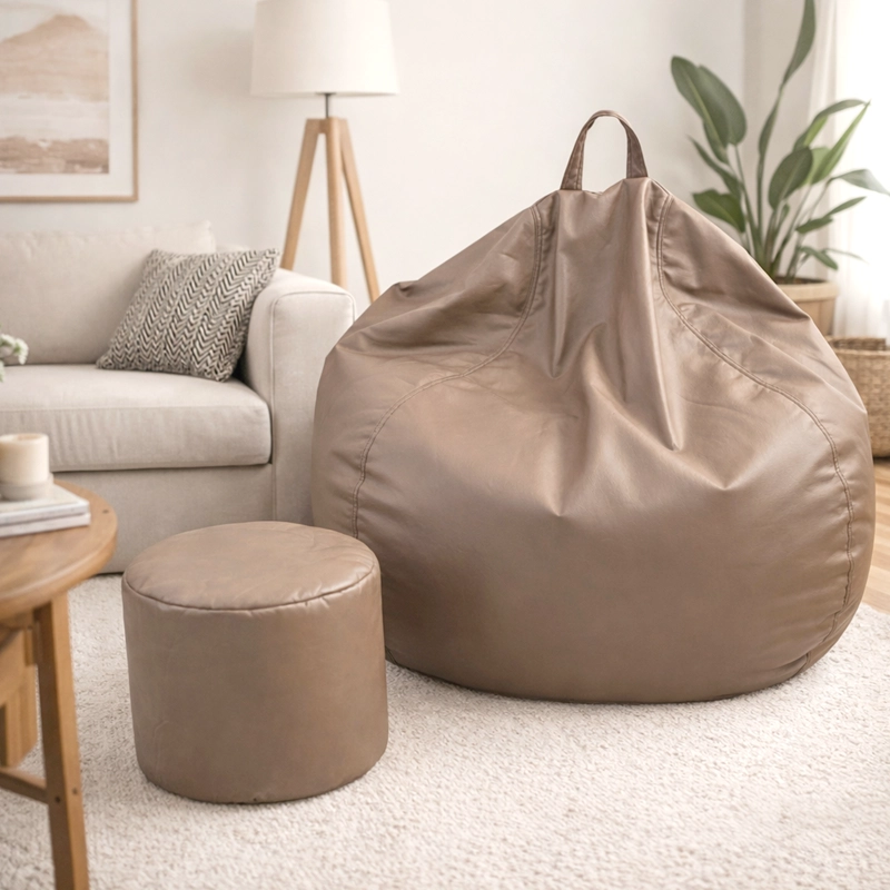 PUFF PERA ECO CUERO TALLA XL JOYTEK / 120X80CM CAFE - 1