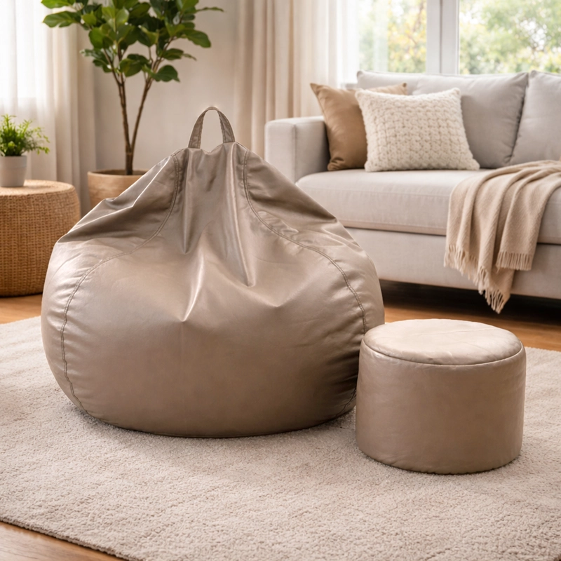 PUFF PERA ECO CUERO TALLA XL JOYTEK / 120X80CM CAFE - 2