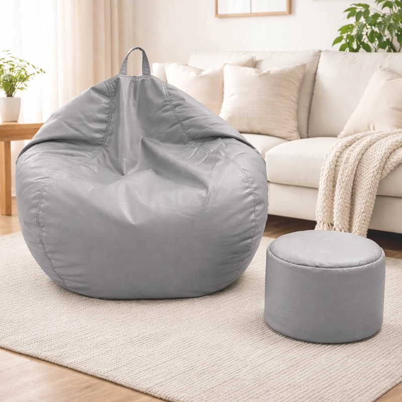 PUFF PERA ECO CUERO TALLA XL JOYTEK / 120X80CM GRIS - 1
