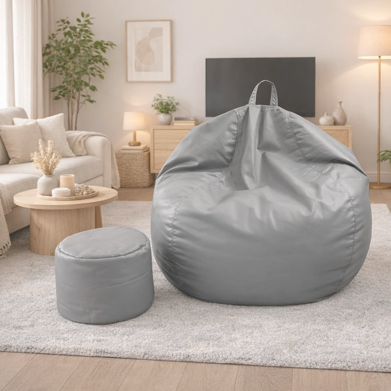 PUFF PERA ECO CUERO TALLA XL JOYTEK / 120X80CM GRIS - 2