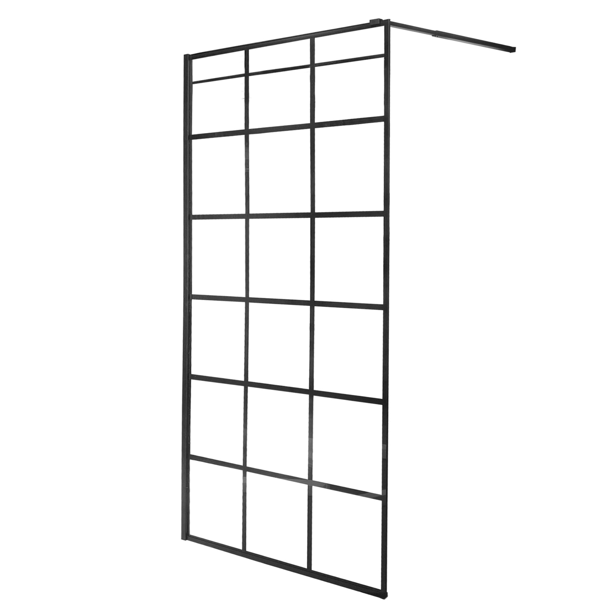 MAMPARA FIJA DE BAÑO CUADROS NEGROS JOYTEK 190×90 CM VIDRIO TEMPLADO 8 MM - 5