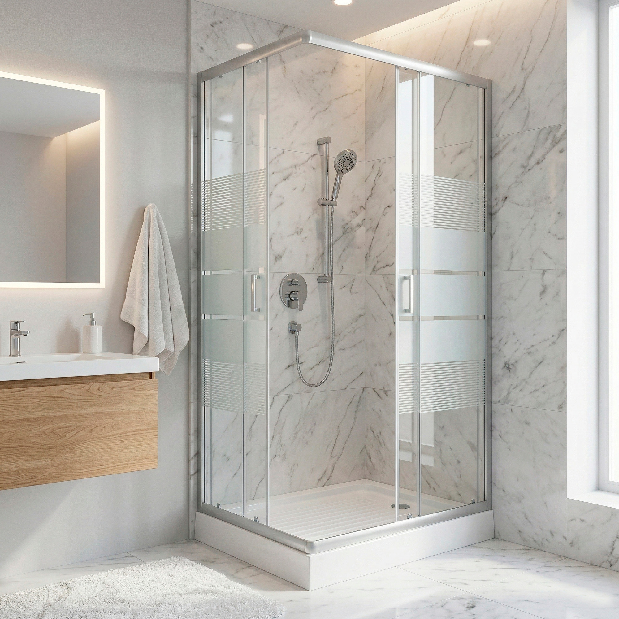 SHOWER RECTANGULAR STYLE BLANCO 100X80X198CM INCLUYE RECEPTACULO - 4