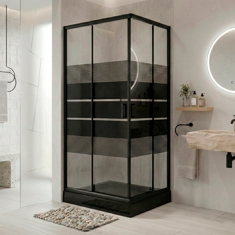 SHOWER RECTANGULAR STYLE NEGRO 100X80X198CM INCLUYE RECEPTACULO - 1