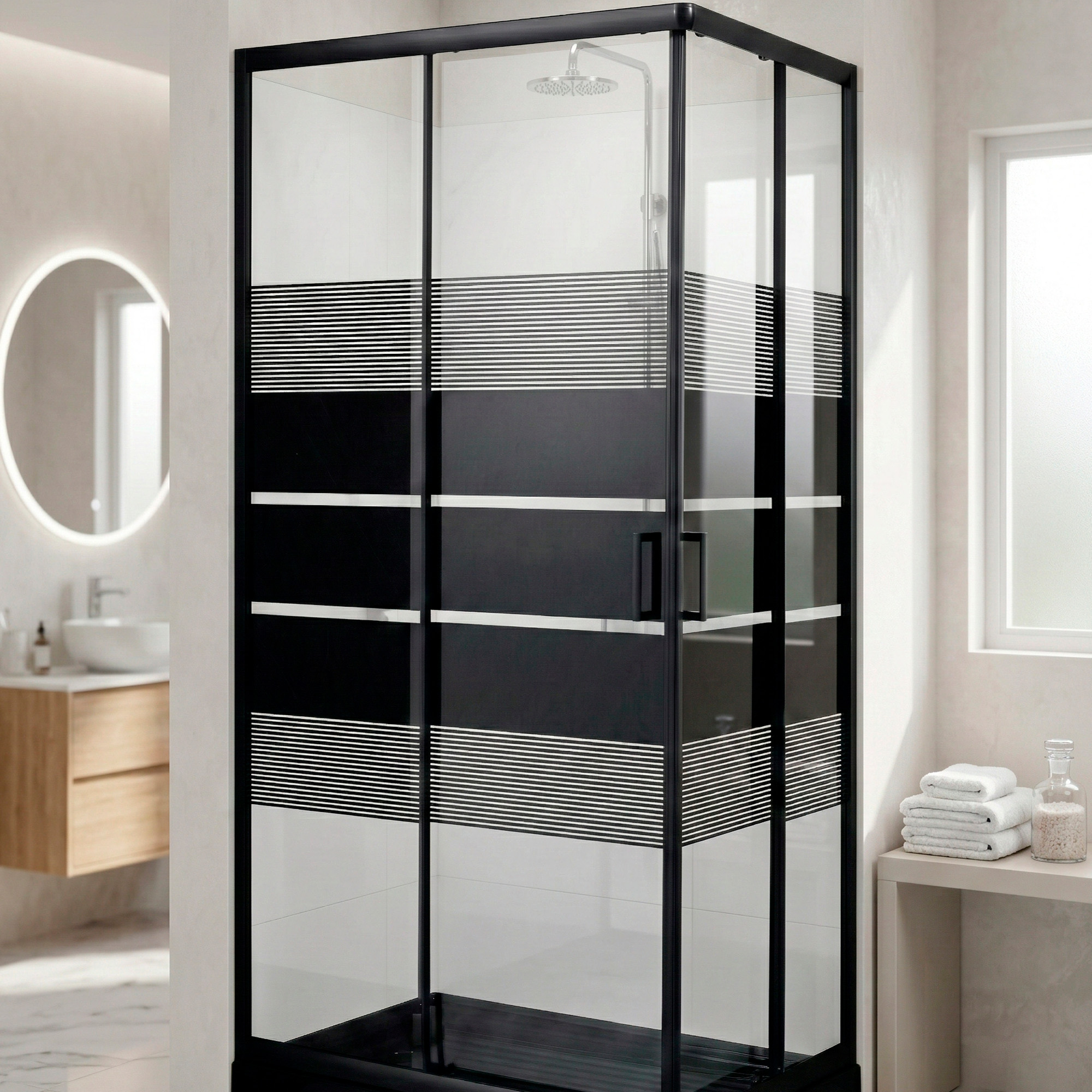 SHOWER RECTANGULAR STYLE NEGRO 100X80X198CM INCLUYE RECEPTACULO - 5
