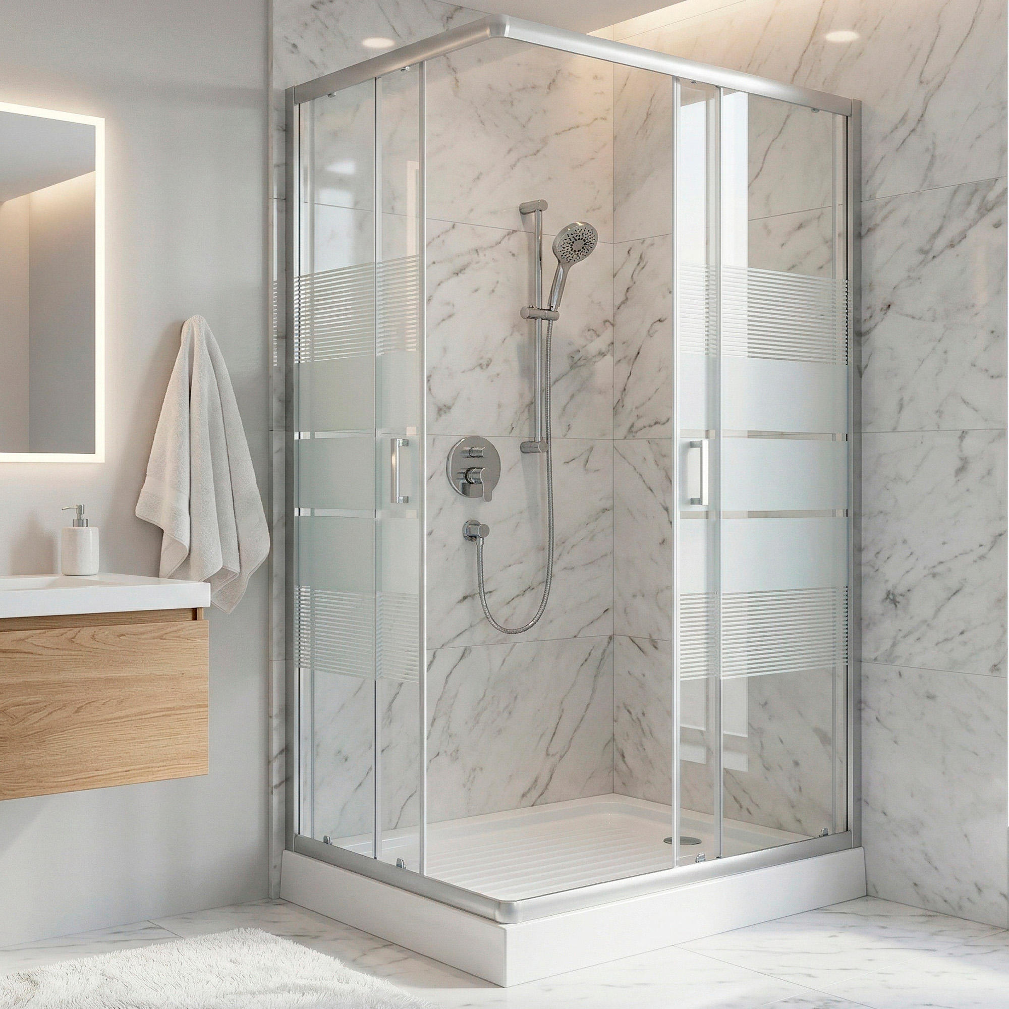 SHOWER RECTANGULAR STYLE BLANCO 120X80X198CM INCLUYE RECEPTACULO - 5