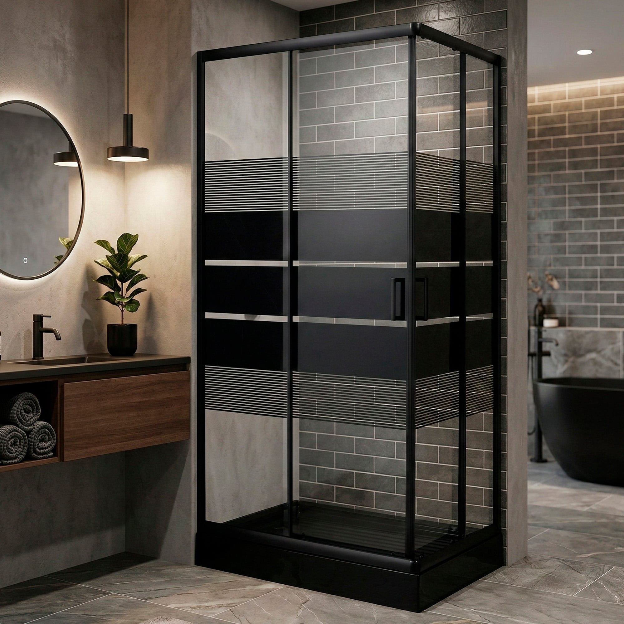 SHOWER RECTANGULAR STYLE NEGRO 120X80X198CM INCLUYE RECEPTACULO - 2