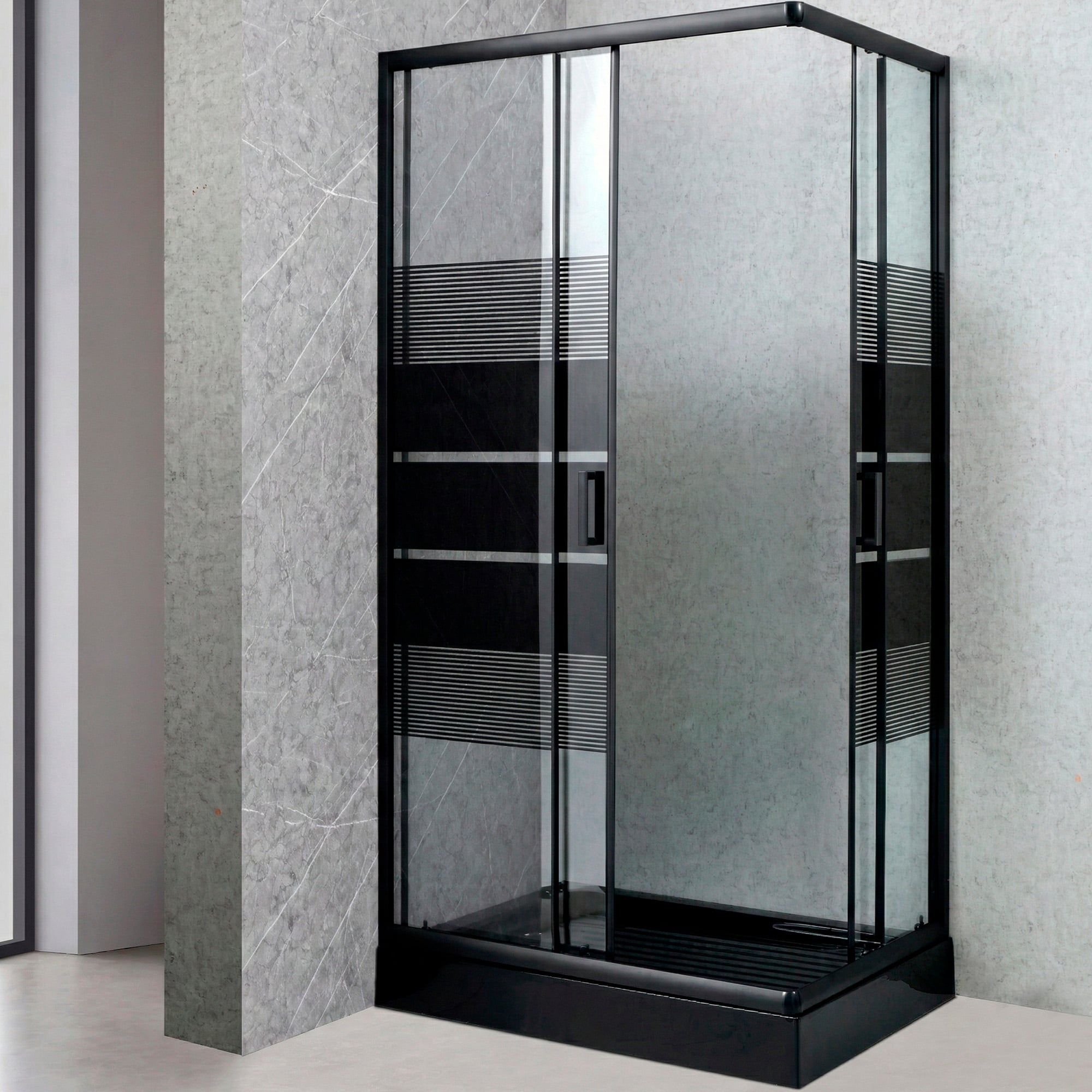 SHOWER RECTANGULAR STYLE NEGRO 120X80X198CM INCLUYE RECEPTACULO - 3