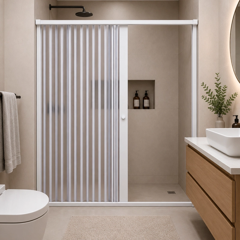 MAMPARA AJUSTABLE DUCHA JOYTEK FLEXBOK PVC BLANCO 130-145 CM *185 CM - 4