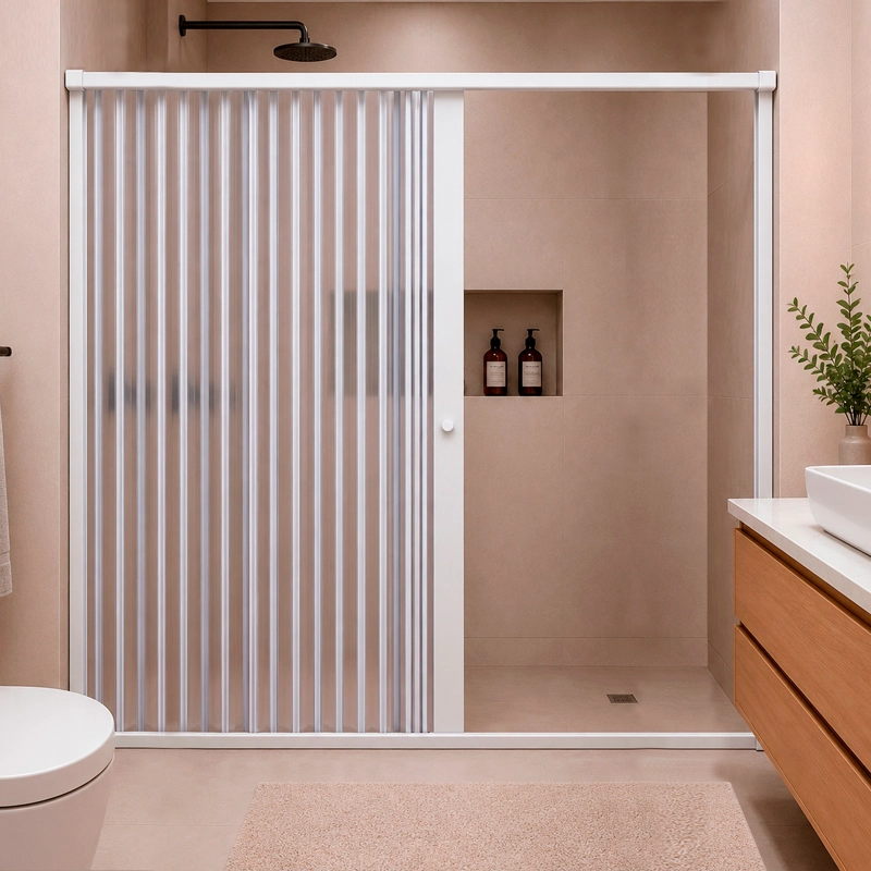 MAMPARA AJUSTABLE DUCHA JOYTEK FLEXBOK PVC BLANCO 145-160 CM *185 CM - 4