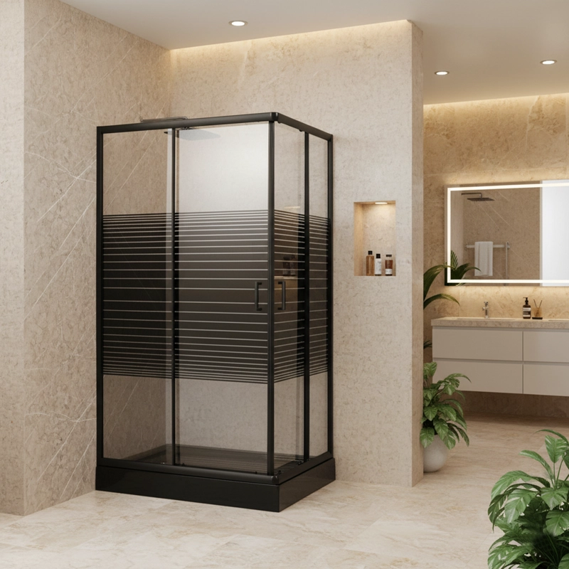 SHOWER DOOR 110X70 RECTANGULAR STRAVA NEGRO - 4