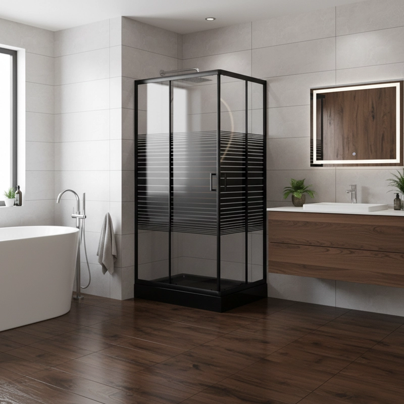 SHOWER DOOR 110X70 RECTANGULAR STRAVA NEGRO - 5