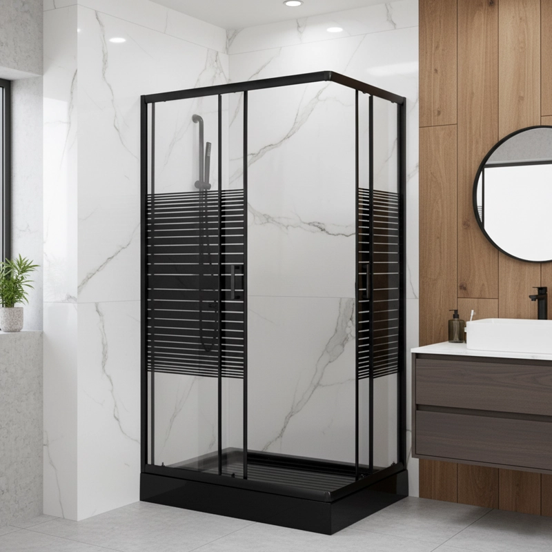 SHOWER DOOR 110X70 RECTANGULAR STRAVA NEGRO - 6