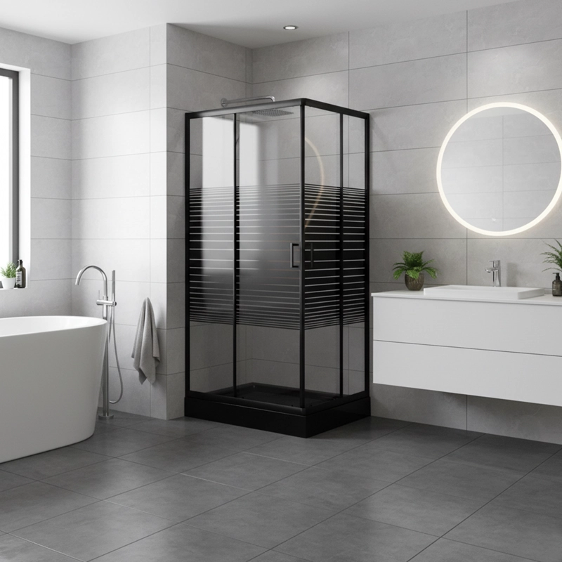 SHOWER DOOR 120X70 RECTANGULAR STRAVA NEGRO - 4