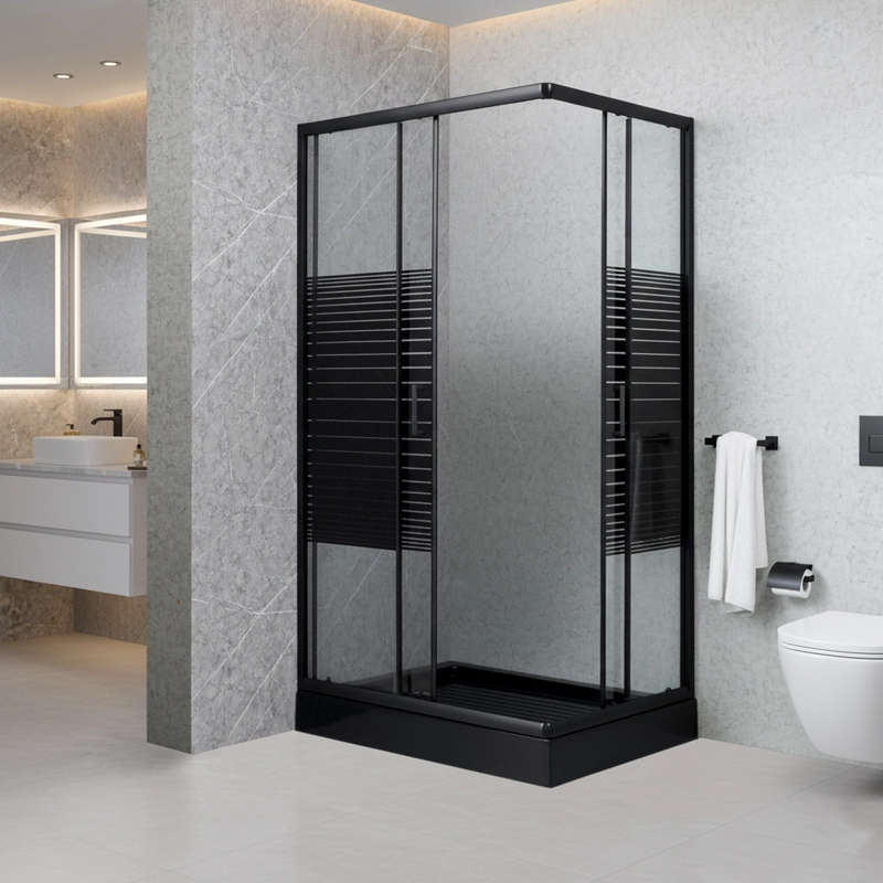 SHOWER DOOR 120X70 RECTANGULAR STRAVA NEGRO - 7