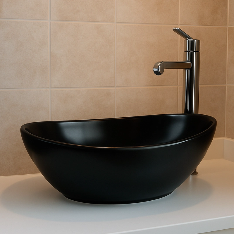 LAVAMANOS OVALADO SOBREPONER JOYTEK 8020 NEGRO 41,5X33X13 CM - 2