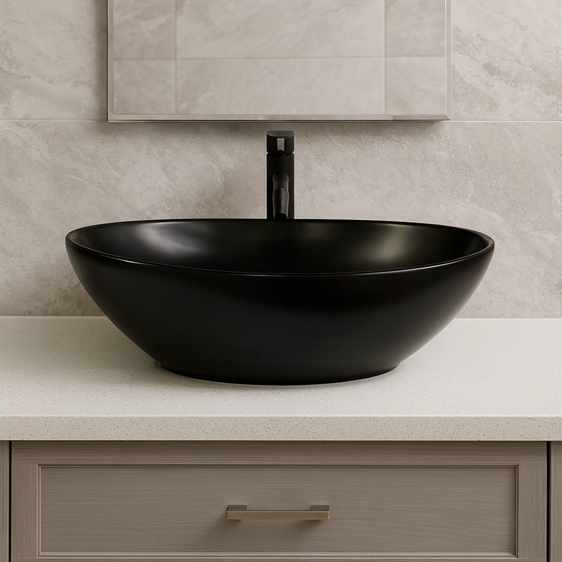 LAVAMANOS OVALADO SOBREPONER JOYTEK 8020 NEGRO 41,5X33X13 CM - 3