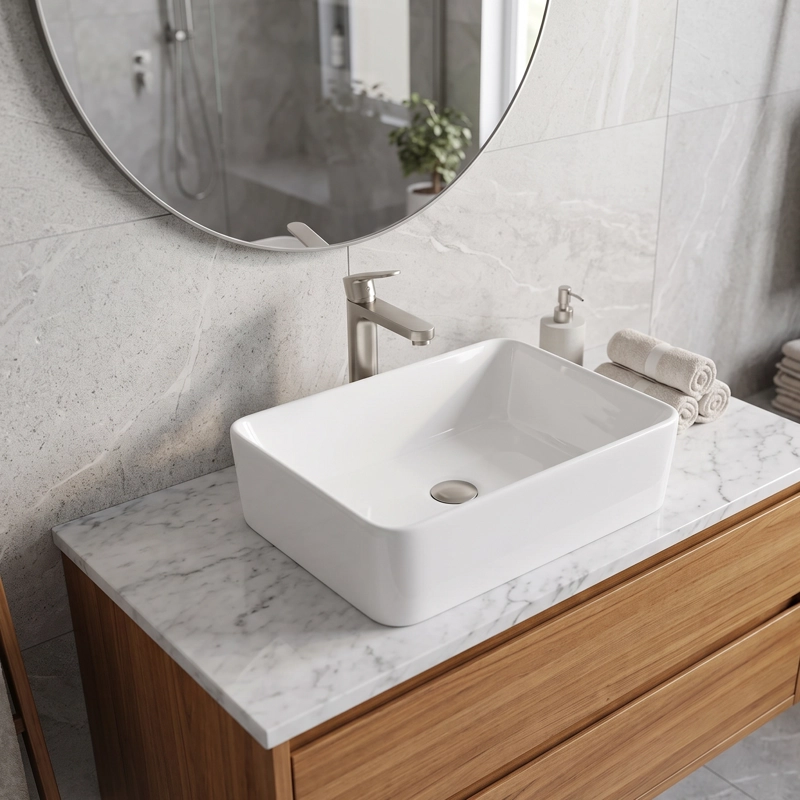 LAVAMANOS RECTANGULAR SOBREPONER JOYTEK LOZA 103A BLANCO 40,5X30,5X13 CM - 2