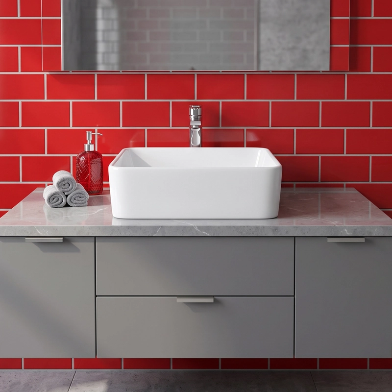 LAVAMANOS RECTANGULAR SOBREPONER JOYTEK LOZA 103A BLANCO 40,5X30,5X13 CM - 3