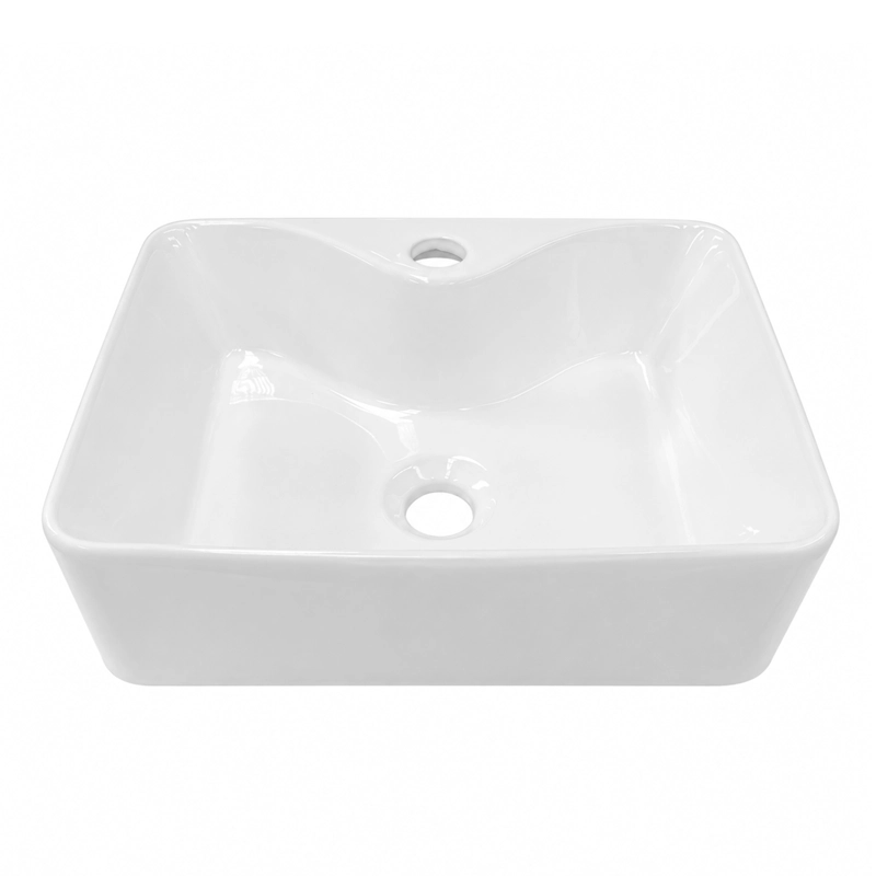 LAVAMANOS RECTANGULAR SOBREPONER  LOZA 4030 BLANCO 40X30X15 CM - 1