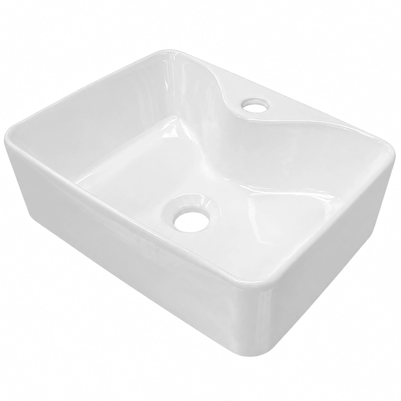 LAVAMANOS RECTANGULAR SOBREPONER  LOZA 4030 BLANCO 40X30X15 CM - 7