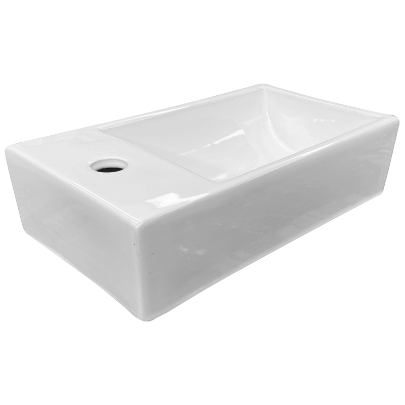 LAVAMANOS RECTANGULAR SOBREPONER JOYTEK LOZA 011 BLANCO 45X25X12 CM - 1