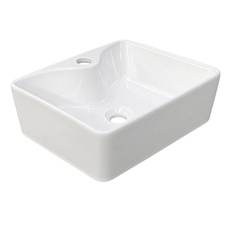 LAVAMANOS RECTANGULAR SOBREPONER JOYTEK LOZA 104A BLANCO 41X31X13 CM - 7