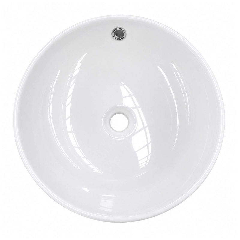 LAVAMANOS REDONDO SOBREPONER  LOZA 080S BLANCO 38X15 CM - 6