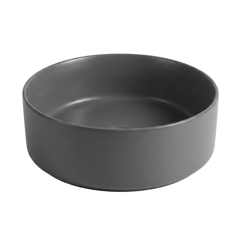 LAVAMANOS REDONDO SOBREPONER  LOZA 042DG GRIS MATE 40X12,5 CM - 4