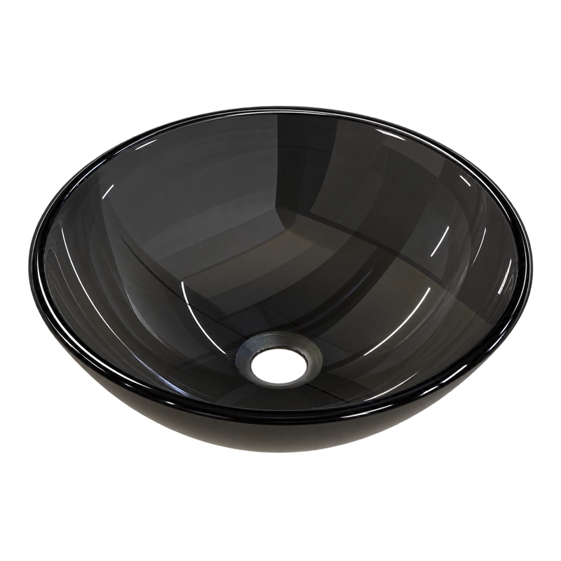 LAVAMANOS REDONDO SOBREPONER JOYTEK VIDRIO 35N NEGRO 35X13 CM - 1