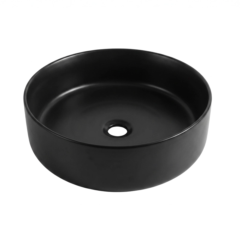 LAVAMANOS REDONDO SOBREPONER  LOZA 042D NEGRO MATE 40X12,5 CM - 1