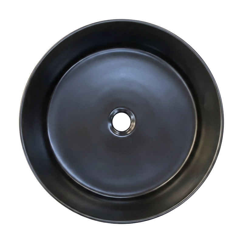 LAVAMANOS REDONDO SOBREPONER  LOZA 042D NEGRO MATE 40X12,5 CM - 2