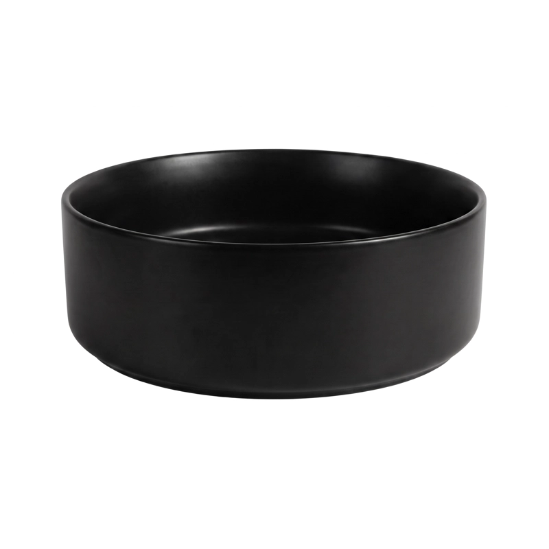 LAVAMANOS REDONDO SOBREPONER  LOZA 042D NEGRO MATE 40X12,5 CM - 6