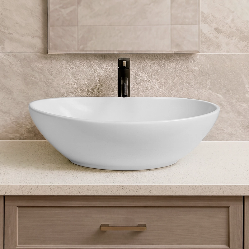 LAVAMANOS OVALADO SOBREPONER JOYTEK 8020 BLANCO 41,5X33X13 CM - 3