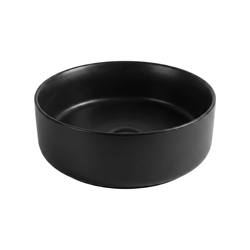 LAVAMANOS REDONDO SOBREPONER  LOZA 042AN NEGRO MATE 36X12 CM - 4