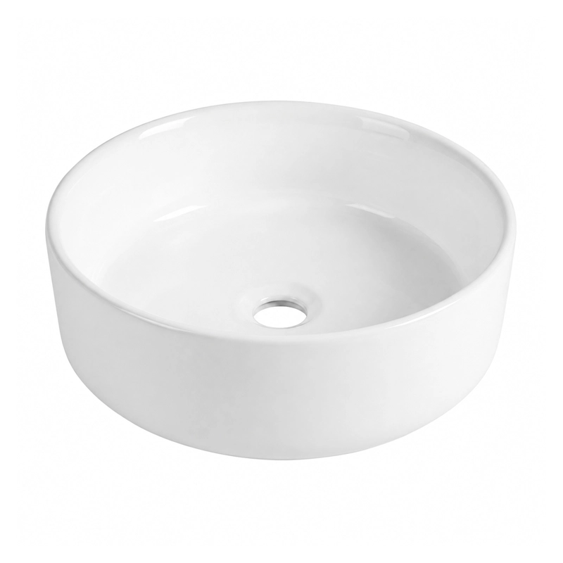 LAVAMANOS REDONDO SOBREPONER  LOZA 042AB BLANCO BRILLANTE 36X12 CM - 1