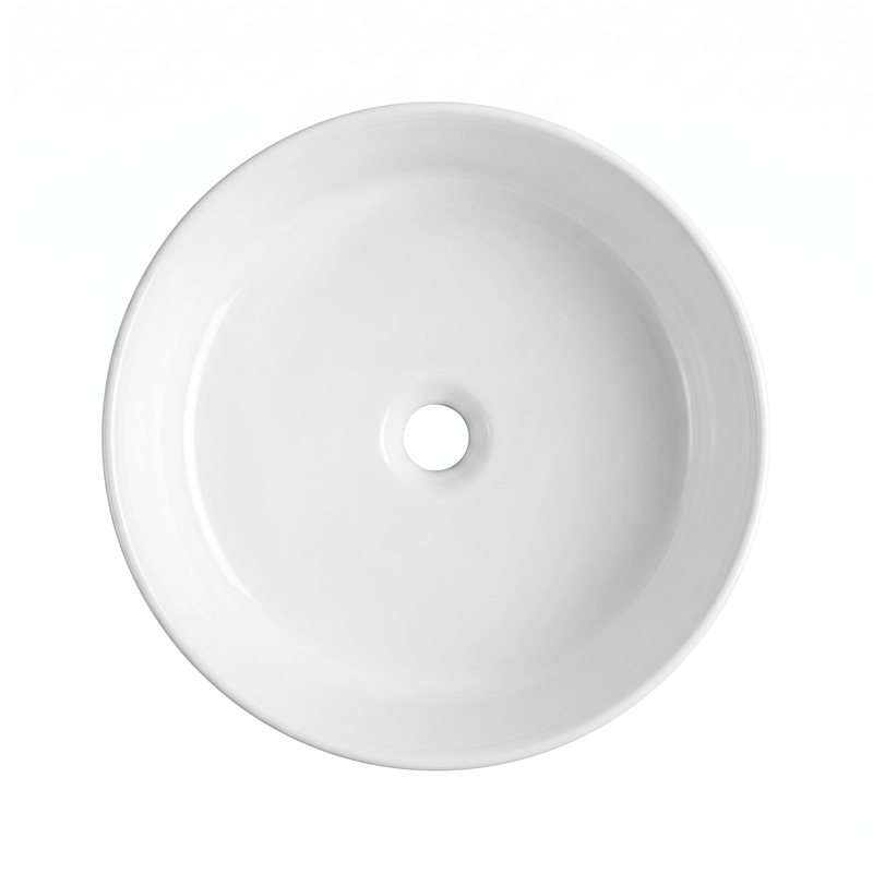 LAVAMANOS REDONDO SOBREPONER  LOZA 042AB BLANCO BRILLANTE 36X12 CM - 4