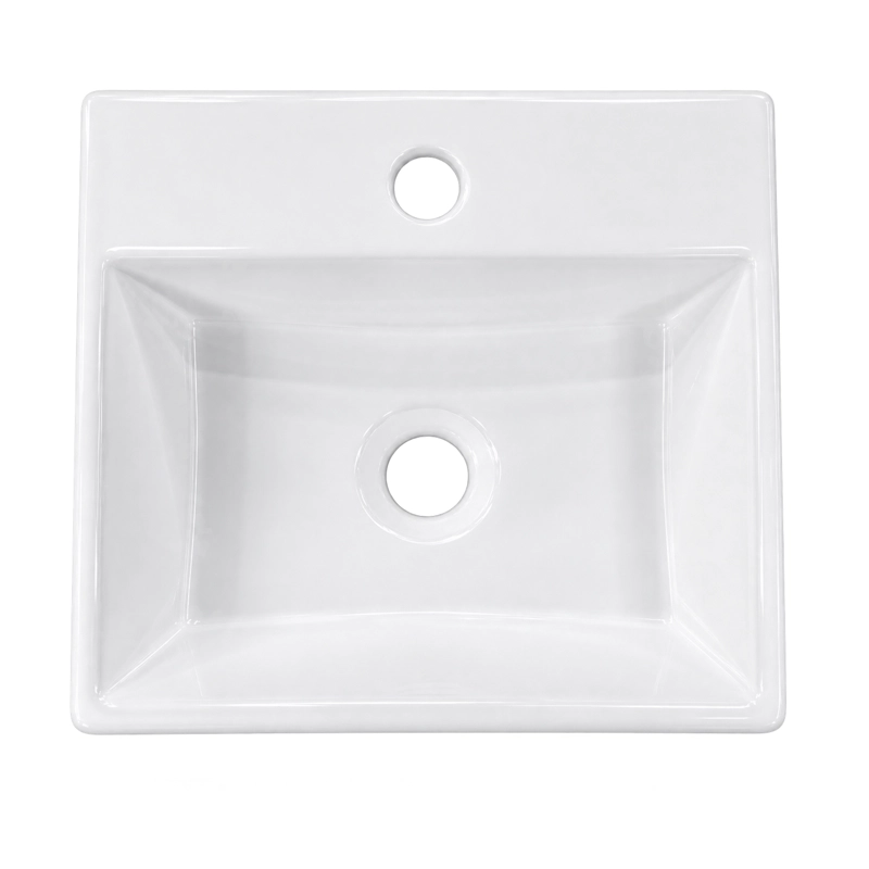 LAVAMANOS RECTANGULAR SOBREPONER  LOZA 3329 BLANCO 34X30X12 CM - 2