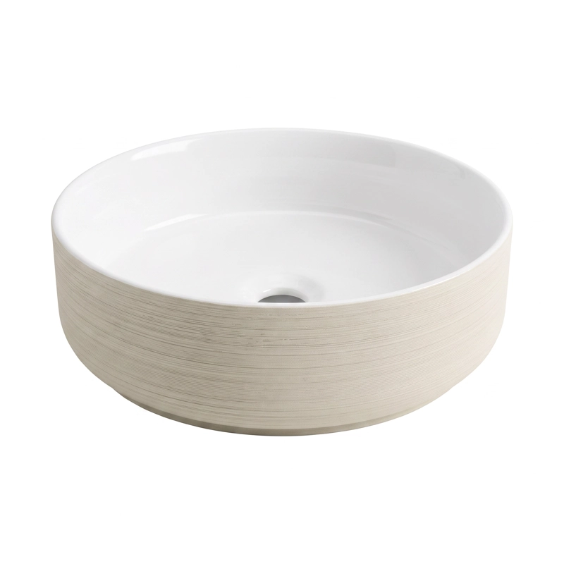 LAVAMANOS REDONDO SOBREPONER  LOZA 042ABH BRUSHED ART 36X12 CM - 1