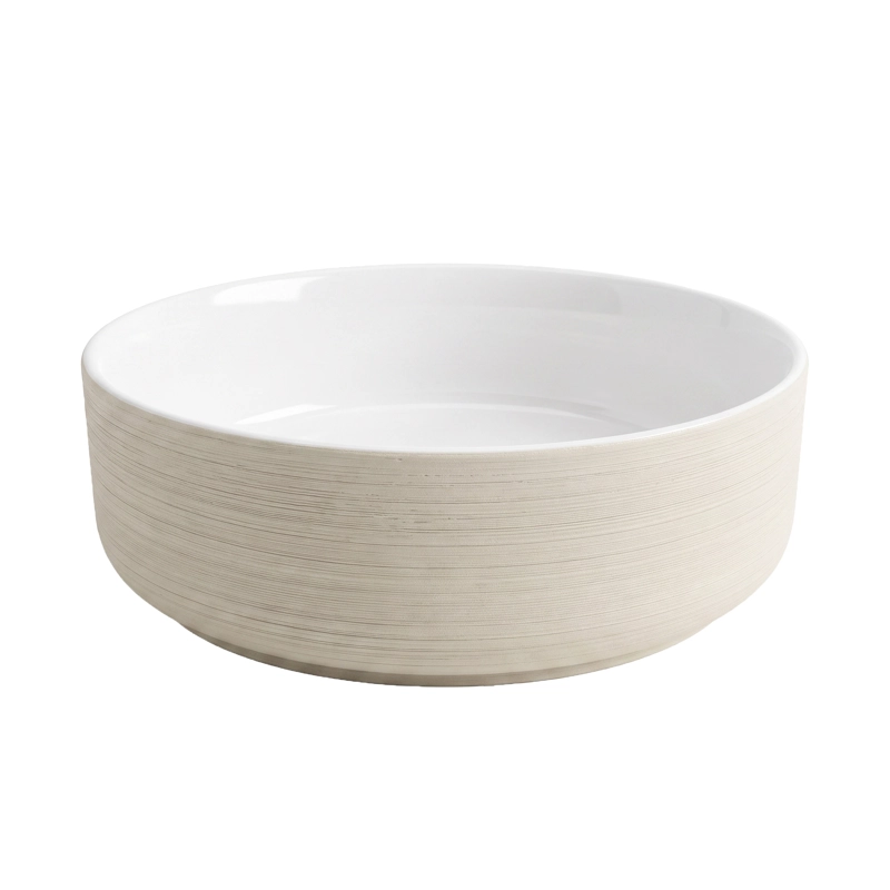 LAVAMANOS REDONDO SOBREPONER  LOZA 042ABH BRUSHED ART 36X12 CM - 5