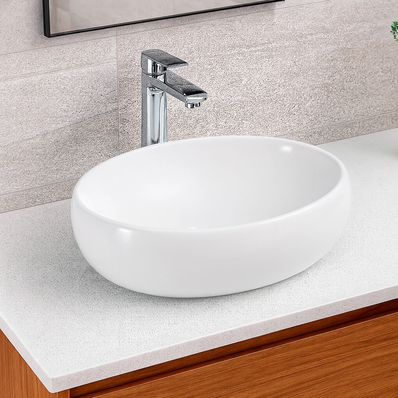 LAVAMANOS OVALADO SOBREPONER JOYTEK 880 BLANCO 48X34X15 CM - 4
