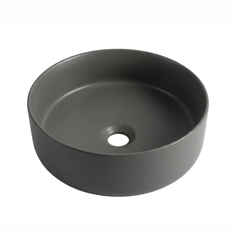 LAVAMANOS REDONDO SOBREPONER  LOZA 042AG GRIS MATE 36X12 CM - 1