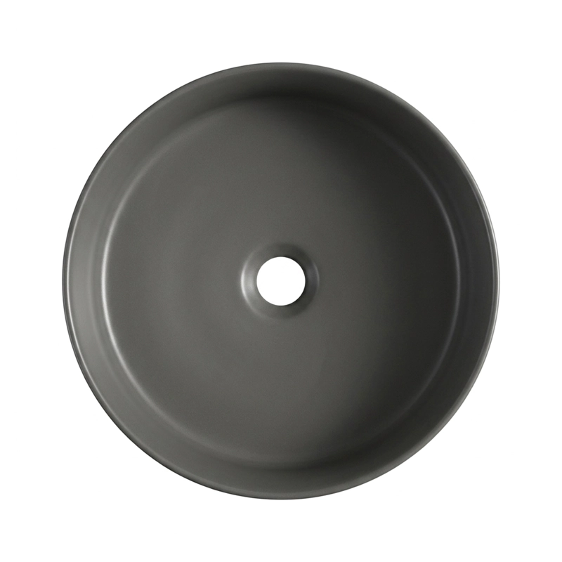 LAVAMANOS REDONDO SOBREPONER  LOZA 042AG GRIS MATE 36X12 CM - 6