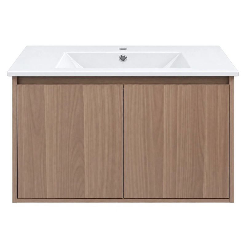 MUEBLE VANITORIO AUSTIN NOGAL OSCURO CON 2 PUERTAS 80X47X52 CM (INCLUYE CUBIERTA DE LOZA) - 1