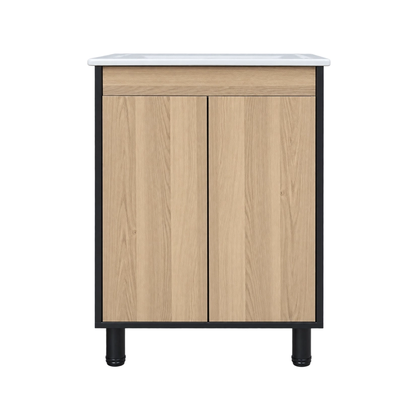 MUEBLE DE BAÑO ALTAIR NOGAL CLARO CON CUBIERTA 60X46X84 CM - 4