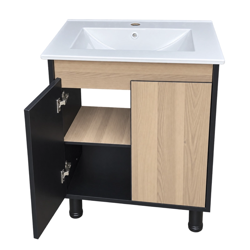 MUEBLE DE BAÑO ALTAIR NOGAL CLARO CON CUBIERTA 60X46X84 CM - 5