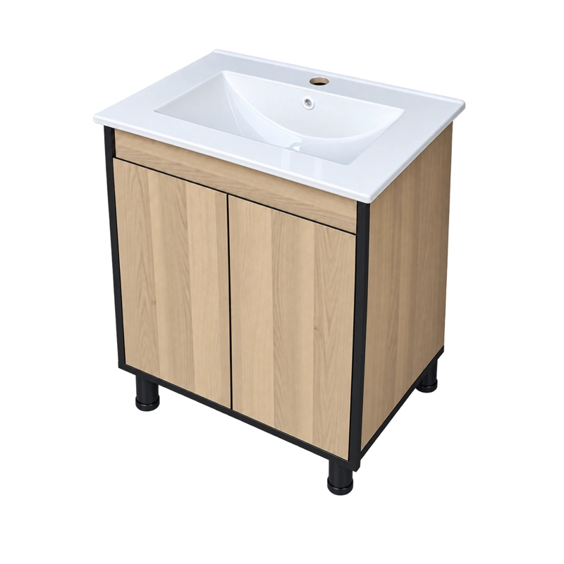 MUEBLE DE BAÑO ALTAIR NOGAL CLARO CON CUBIERTA 60X46X84 CM - 6